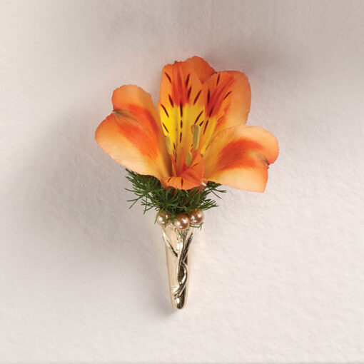 Orange Alstroemeria Boutonniere